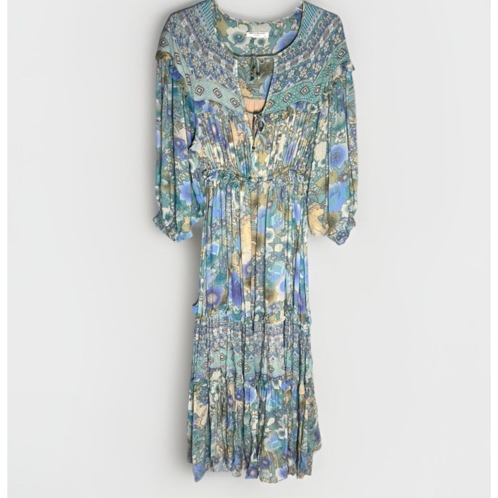 Spell x Free People Amethyst Maxi Dress Turquoise Blue Sz XS - Picture 4 of 15